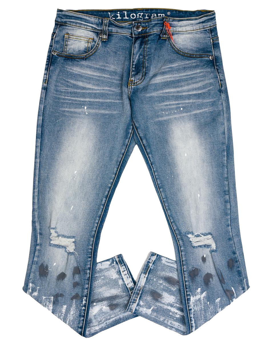 Lite Blue Wash Splatter Jeans